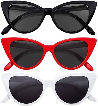 OWL 3 Pairs Cat Eye Sunglasses for Women, UV Protected Retro Sunglasses Womens, Beautiful Patterns Cateye Shades for Women