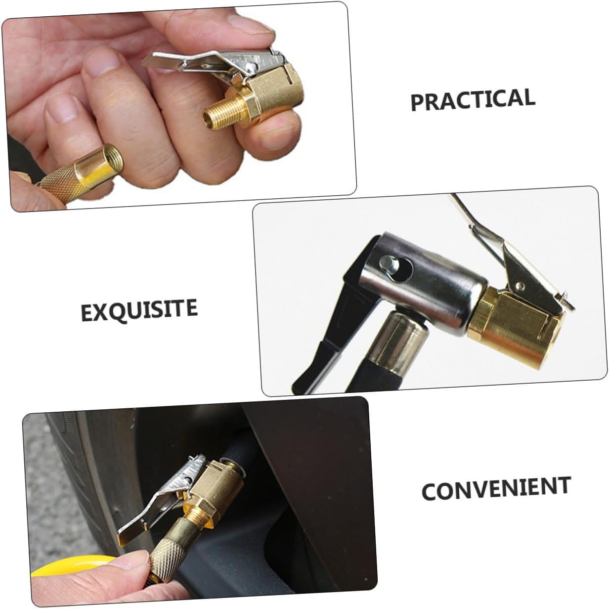 Alipis 5pcs Brass Tire Air Chuck Quick Connect Locking Inflator Adapter for Car Tyre Compressor Practical Lightweight Hose Clamp Easy Installation and Leak Prevention