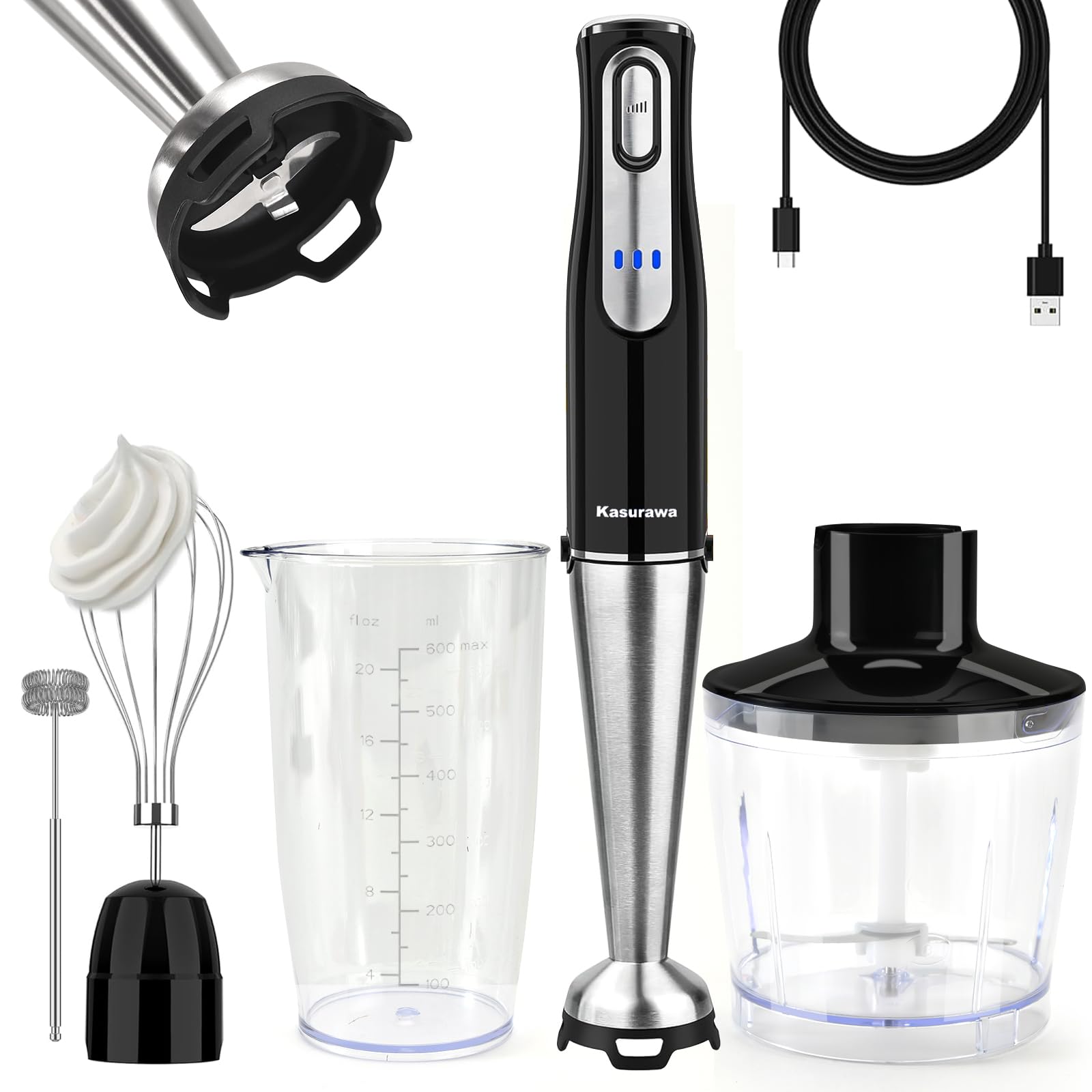 Kasurawa コードレスハンドブレンダー 充電式 1台7役 Amazon | Kasurawa ハンドブレンダー 場所を選ばず使えて便利