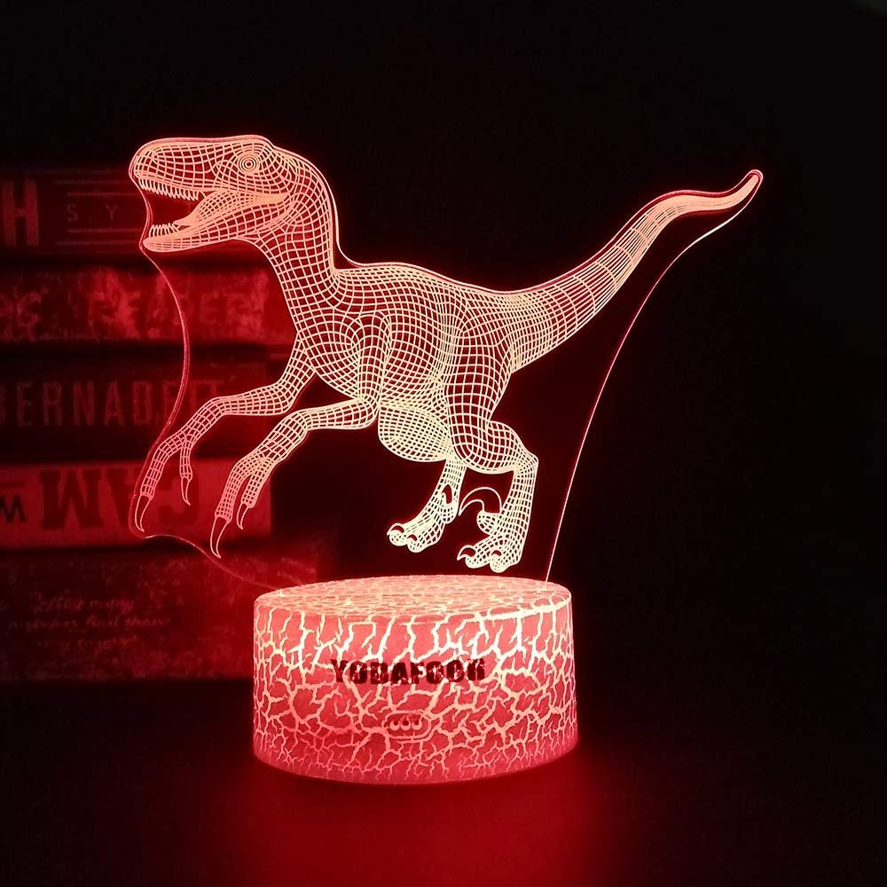 Girls Gifts Night Light, Multi Colors Change Remote Control Night Lamp for Kids Boys Teens, Bedroom Table Dinosaur Theme Decor Lights, Timer Control Smart Touch 3D Illusion Night Light
