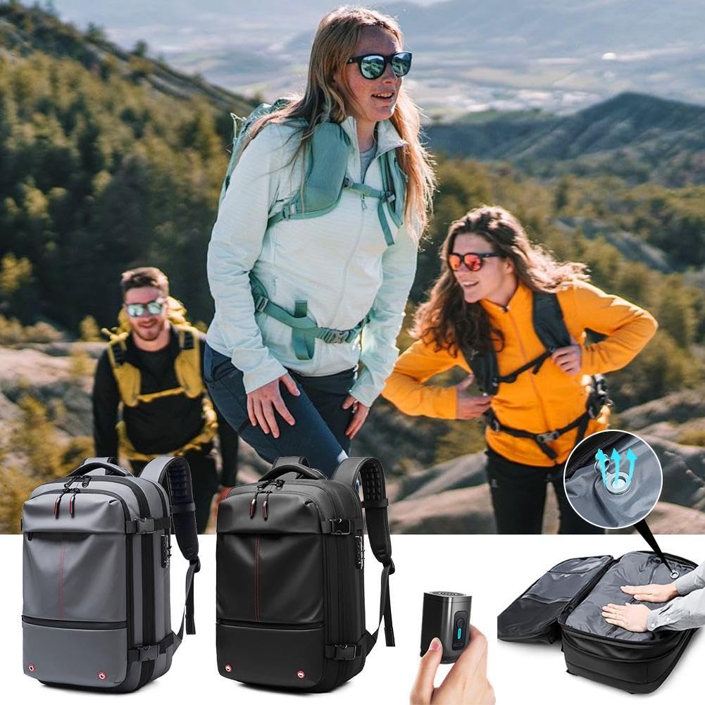 PLGEBR Mochila Airpack, mochila expandible de 60 L con compresión al vacío, mochila al vacío, resistente al agua, mochila antirrobo, mochila de viaje al vacío