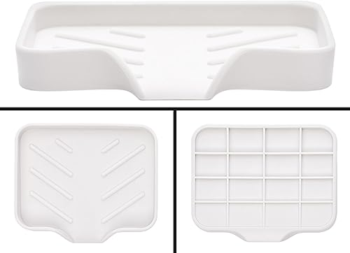Miniatura 3 de Jabonera de silicona blanca  Soporte para jabón de barra autodrenante para ducha, baño  Soporte pequeño para jabonera para pared de ducha  Bandeja