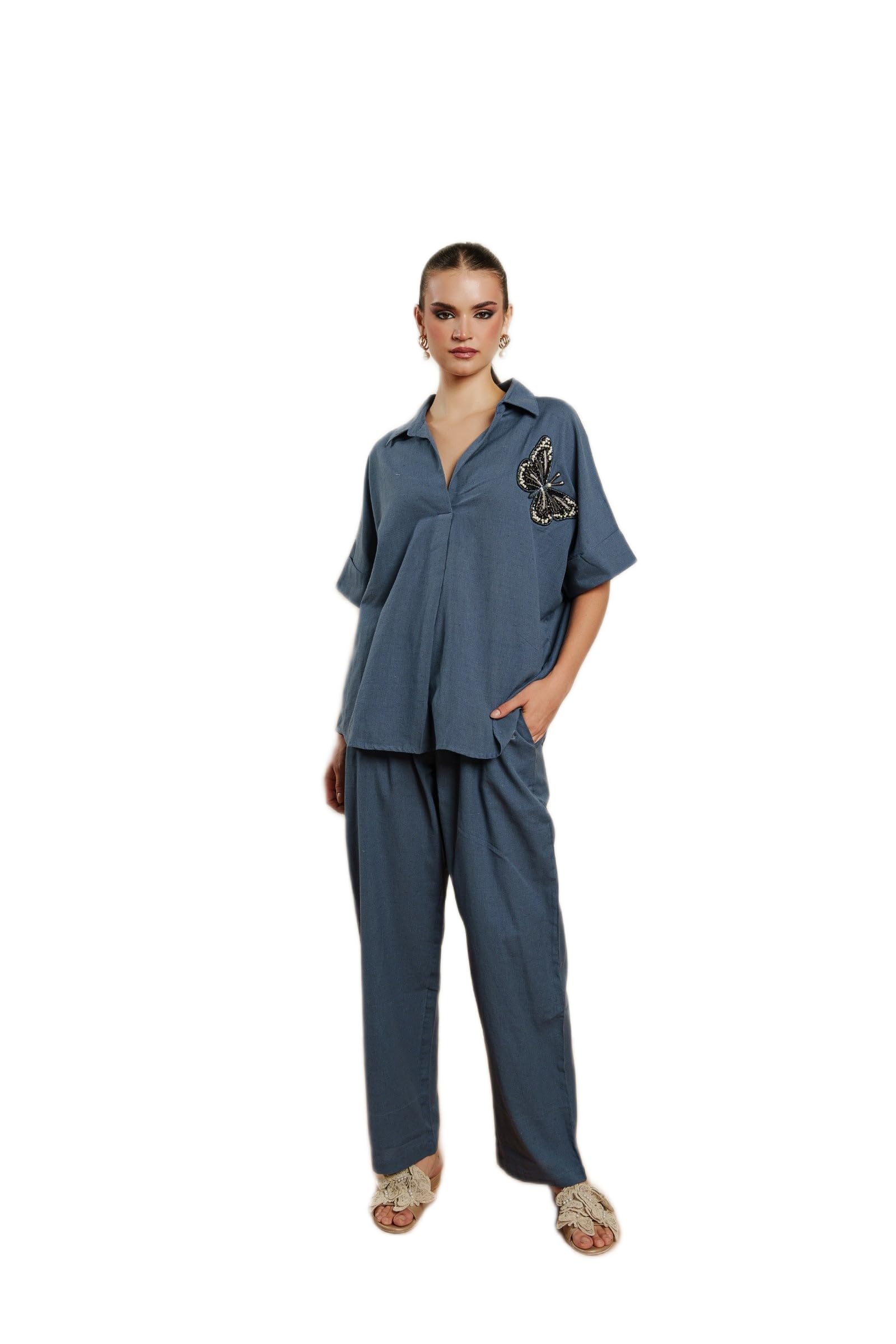 blanche by rashika Indigo Flutter Set Effortless Chic Flowing Comfort-picture-22