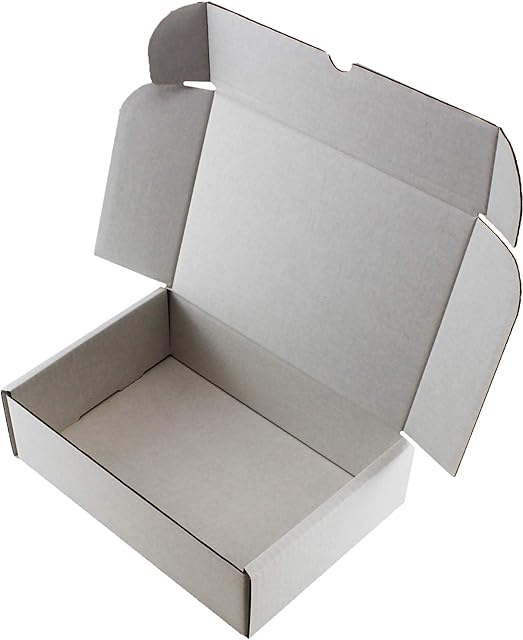 White Shipping Storage Boxes Postal MAILING Gift Packet Small Parcel Size: 10" x 7" x 3" (25cm x 17.5cm x 7.5cm) for: A5/C5 Sized Photos, Tablets, PERFUMES (50)