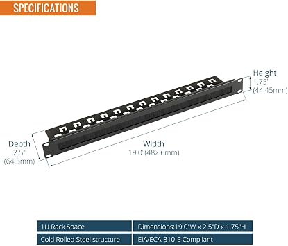Tecmojo 1U Brush Panel 19 inch Rack Mount Cable Management Panel with Brush Strip for Cable Entry for 19'' Server Rack or Network Cabinet