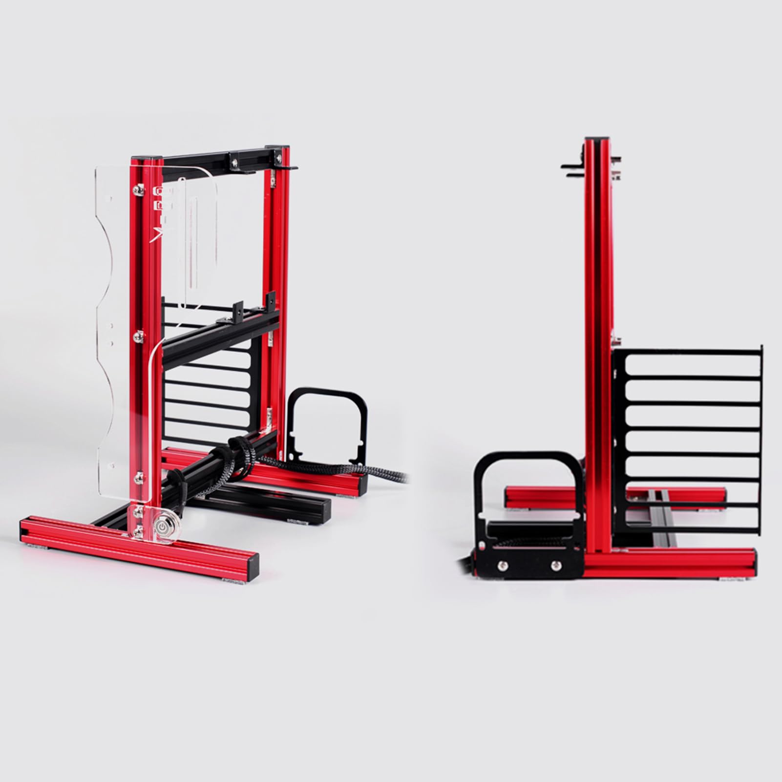 Apri lo Scaffale del Telaio con Profilo in Alluminio 20x20, Supporto GPU, Design Portatile per Appassionati di Fai -da -te e Modder (rosso)