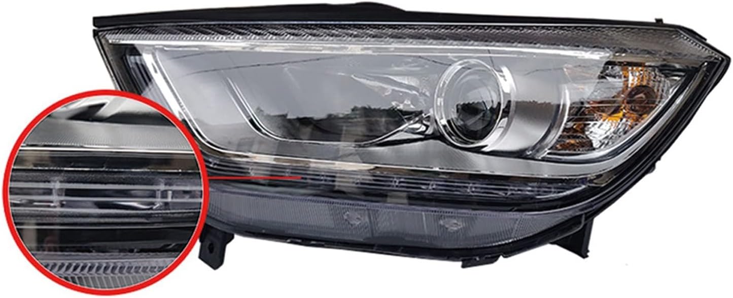 Front Bumper Headlight Headlamp Head Light Head Lamp Assembly Compatible With JAC Refine S3 2013 2014 2015 2016(White DRL,Left side)