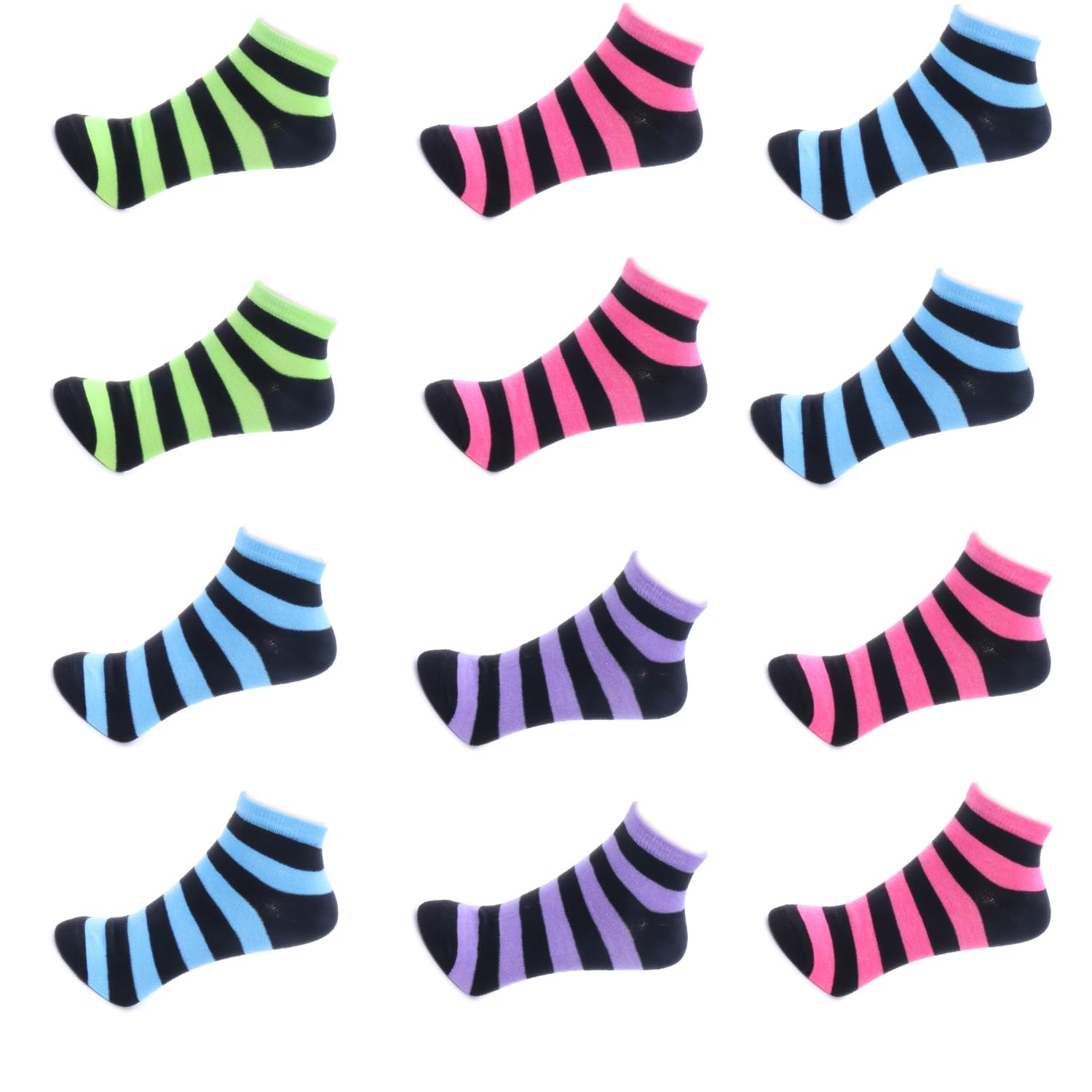 TZ PromiseWomen Athletic Patterned Low Cut Ankle Cushion Socks 12 Pairs Pack