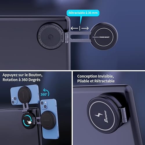 Miniatura 5 de Soporte magnético inalámbrico para cargador de coche compatible con MagSafe diseñado para Tesla Model 3Y, 15 W, soporte magnético de teléfono de