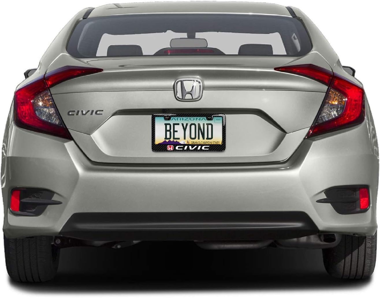 iPick Image for Honda in Red Civic Black Real 3K Carbon Fiber ABS Plastic License Plate Frame