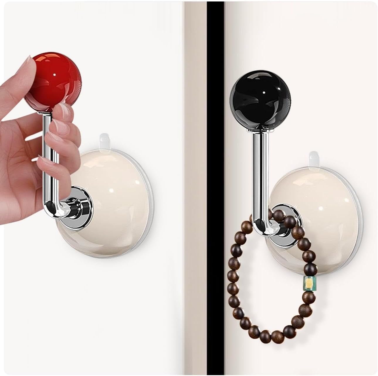– X spring Suction Cup Door Handles, 2PCS Removable Strong Adhesive Hooks for Glass Window Mirror, Multipurpose Kitchen Cabinet Refrigerator Pull Handle, Easy Installation No Damage No Residue