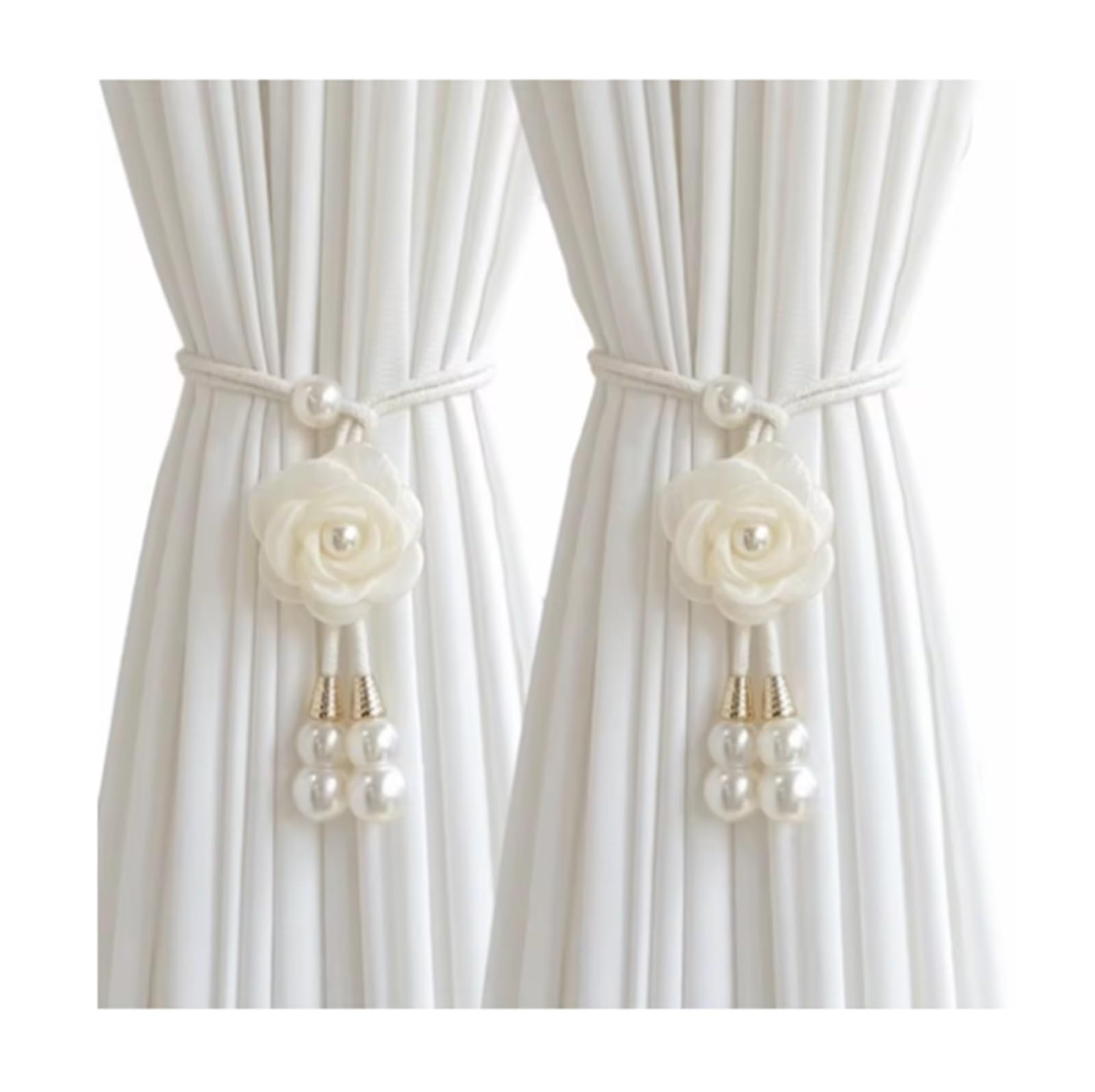 8Pcs Pearl Curtain Tieback Fabric Drapery Holdback