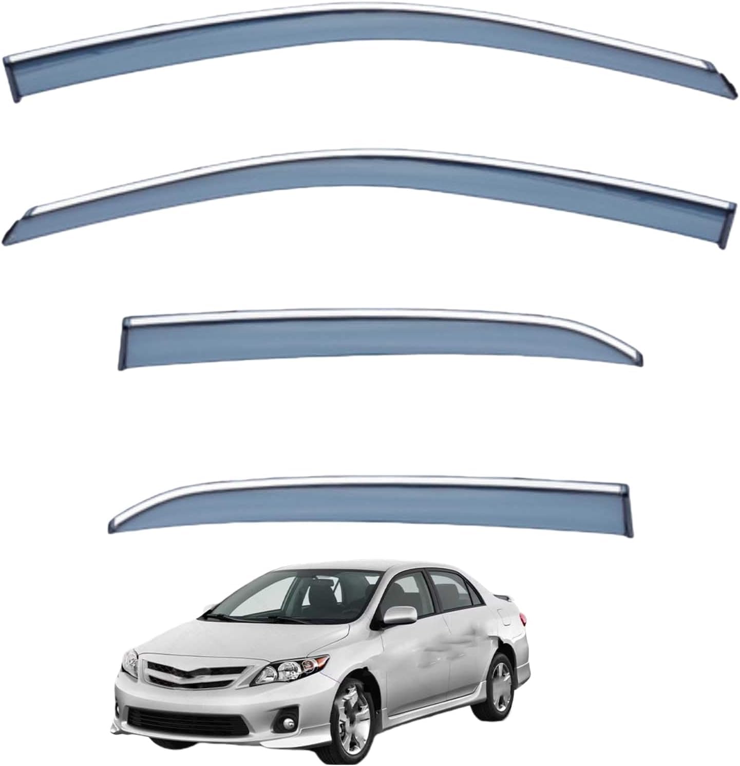 Acwyahso Normal Rain Guards Wind Deflectors For Corolla Mk10-E150 2007-2013, 4Pcs Vent Visors, Allows Fresh Air & Keeps Rain Out, No-Drill Install