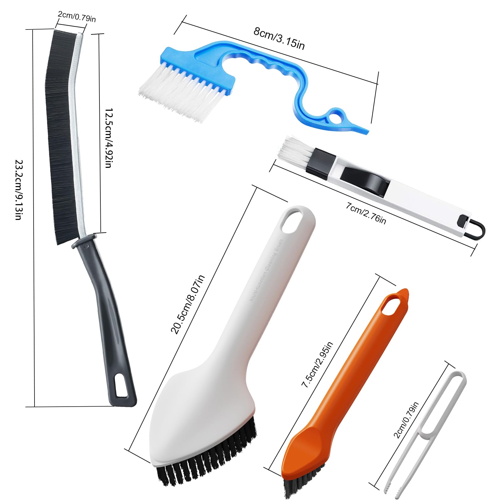 Cepillo de limpieza para hendiduras, cepillo de limpieza de grietas de cerdas duras, cepillos de limpieza 3 en 1 para uso doméstico, cepillo de limpieza multifuncional para baño, cocina,
