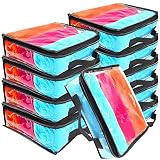 Hlimior 10 Pieces Large Clear Travel Packing Cube ,Clear Vinyl Zippered Storage Bags See Through Moving Bag Plastic Storage Bags PVC Multipurpose Pouch with Handle for Sweater Shirts Dress Storage