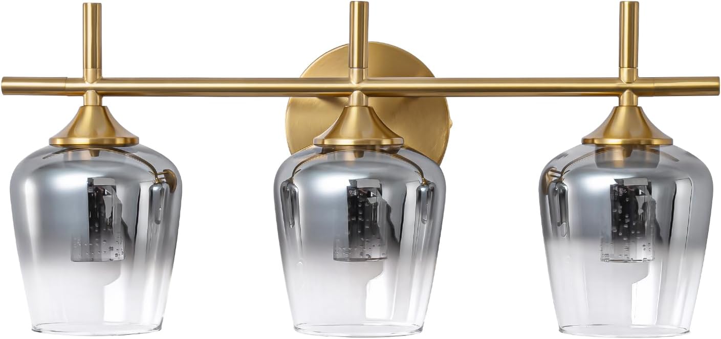 3-Light LED Bathroom Vanity Light Fixtures, 2700K–4500K Color Temperature Adjustment，Suitable for Bathroom Mirrors, Living Rooms, Hallways (Gray Gradient)