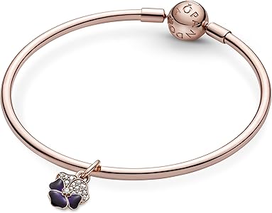 PANDORA Moments Dunkelviolette Stiefmütterchen Charm-Anhänger aus 