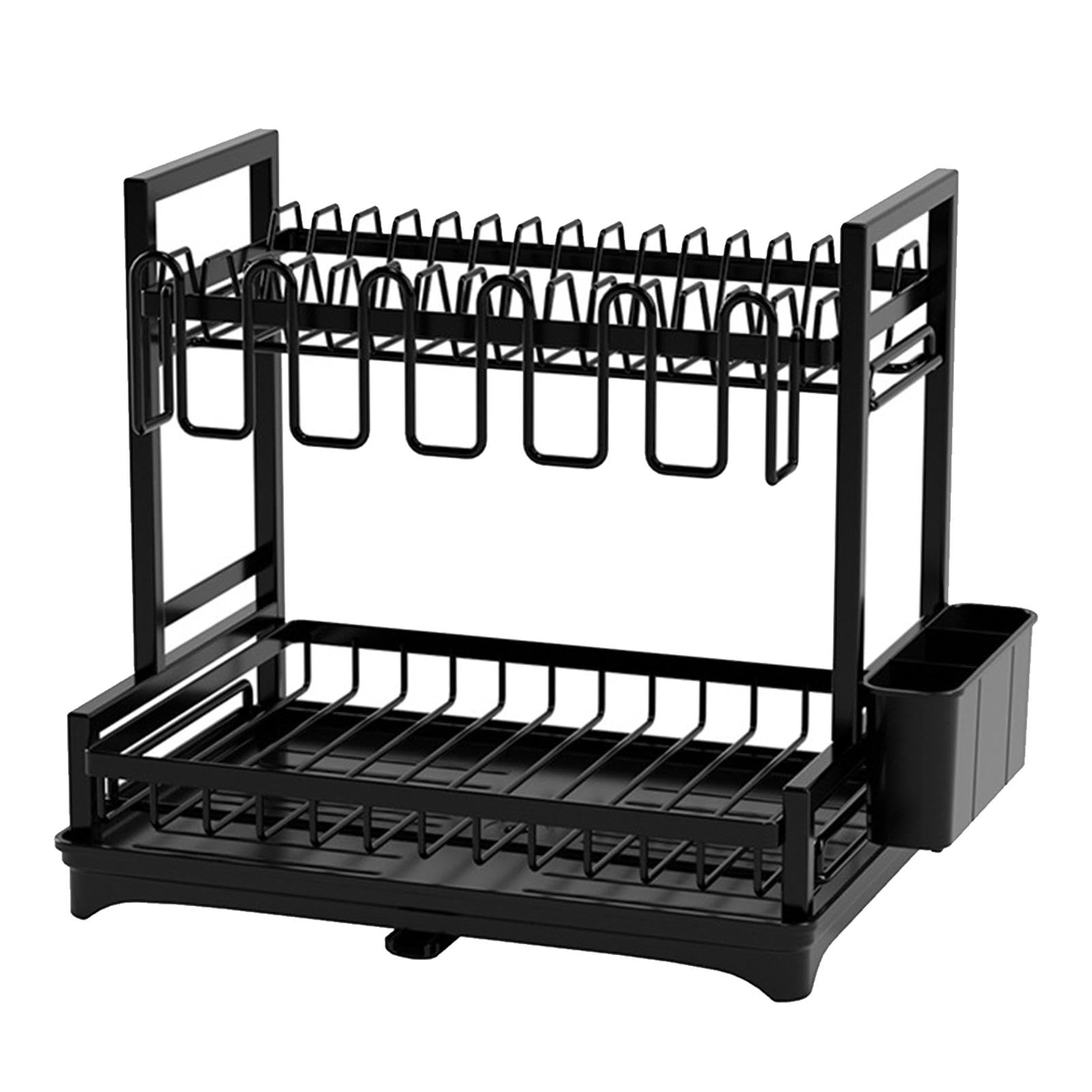 Estante para platos de cocina, estante para secar platos para cocina | Soporte para platos de encimera con diseño de doble capa para tazas, platos pequeños,