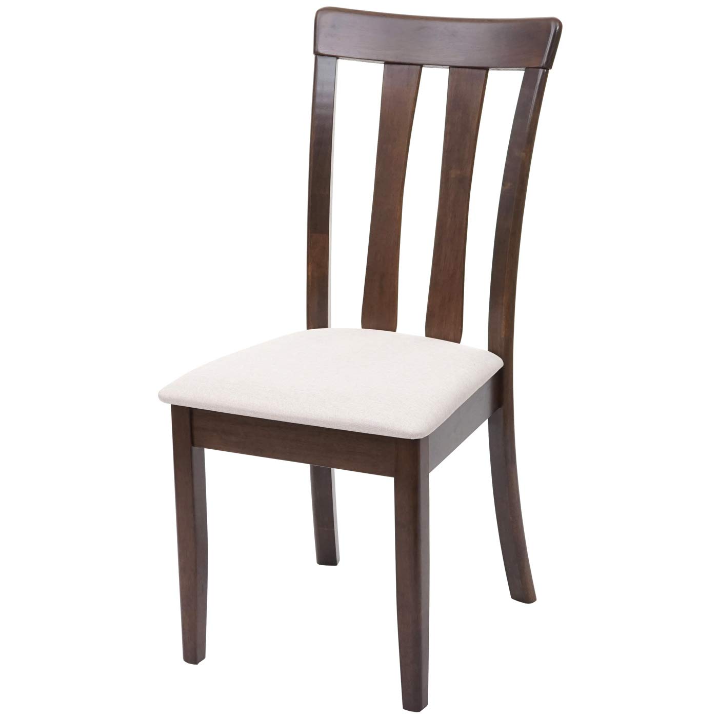 Mendler Juego de 2 sillas de comedor HWC-G46, estructura oscura, beige | Silla de cocina, tela, madera maciza