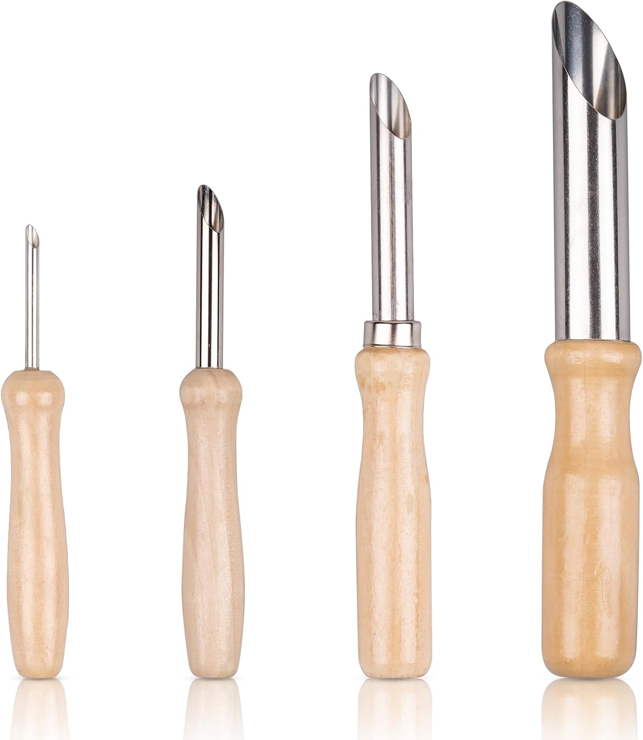 Pottery Tools Kit, 4pcs Clay Hole Cutters with Stainless Steel, Hole Punch with