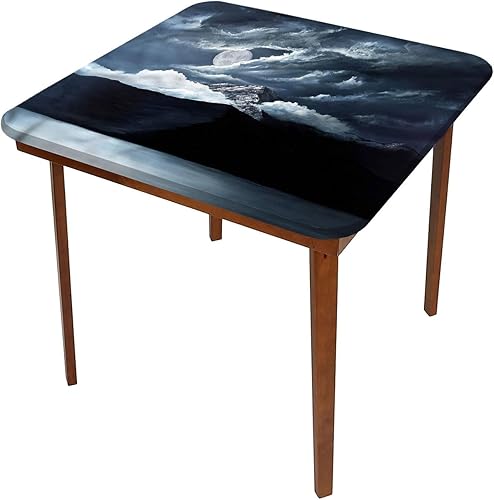 Miniatura 10 de Mantel cuadrado de paisaje, panorama del valle y bosque brumoso de pinos elástico, se adapta a mesas de 40 x 40 pulgadas, para restaurantes, picnic,