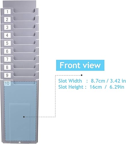 Miniatura 3 de NADAMOO Soporte retráctil para tarjetas de tiempo con 10 bolsillos, soporte de plástico para tarjetas de pared, compatible con máquina de tarjetas