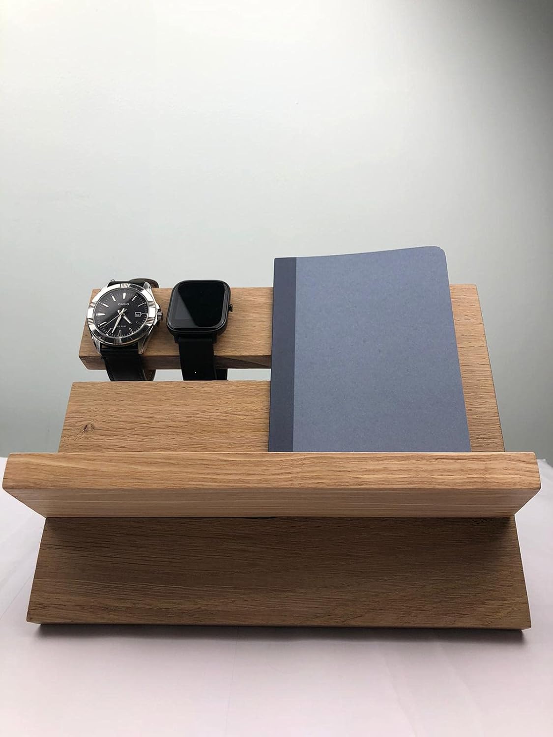 Wood Docking Station/Wallet Keys Phone Organiser/Solid Oak Watch Holder, Brown - Image 5
