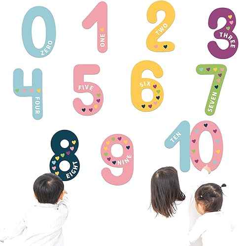 Vista 28 de Qyeahkj Tablón de anuncios de números gigantes, cálidos, bohemios, para aprendizaje educativo, carteles de matemáticas para niños pequeños, póster