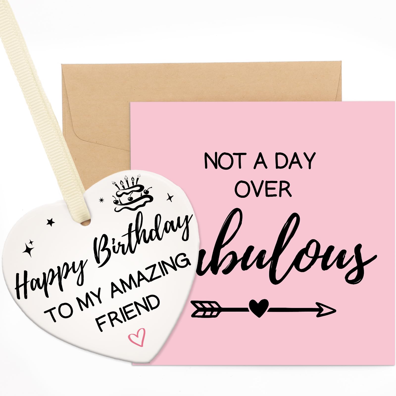 TheGiffter Friend Birthday Card Female, Best Friend Birthday Greeting Card with Ceramic, Friendship Gifts for Women on Christmas Valentines Anniversary Galentines Day 3