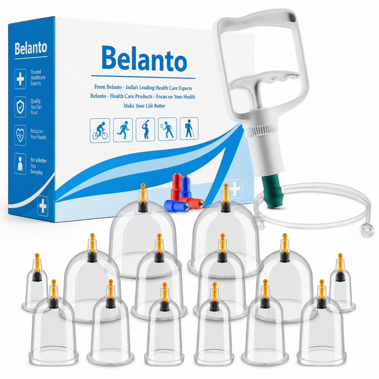 Belanto 12 Pcs Vacuum Cupping Therapy Set, Professional Chinese Massage Cups for Pain Relief, Muscle Recovery and Relaxation, Medical Cupping Glasses with Vacuum Pump, Pull Out Magnetic Suction Cup-picture-21