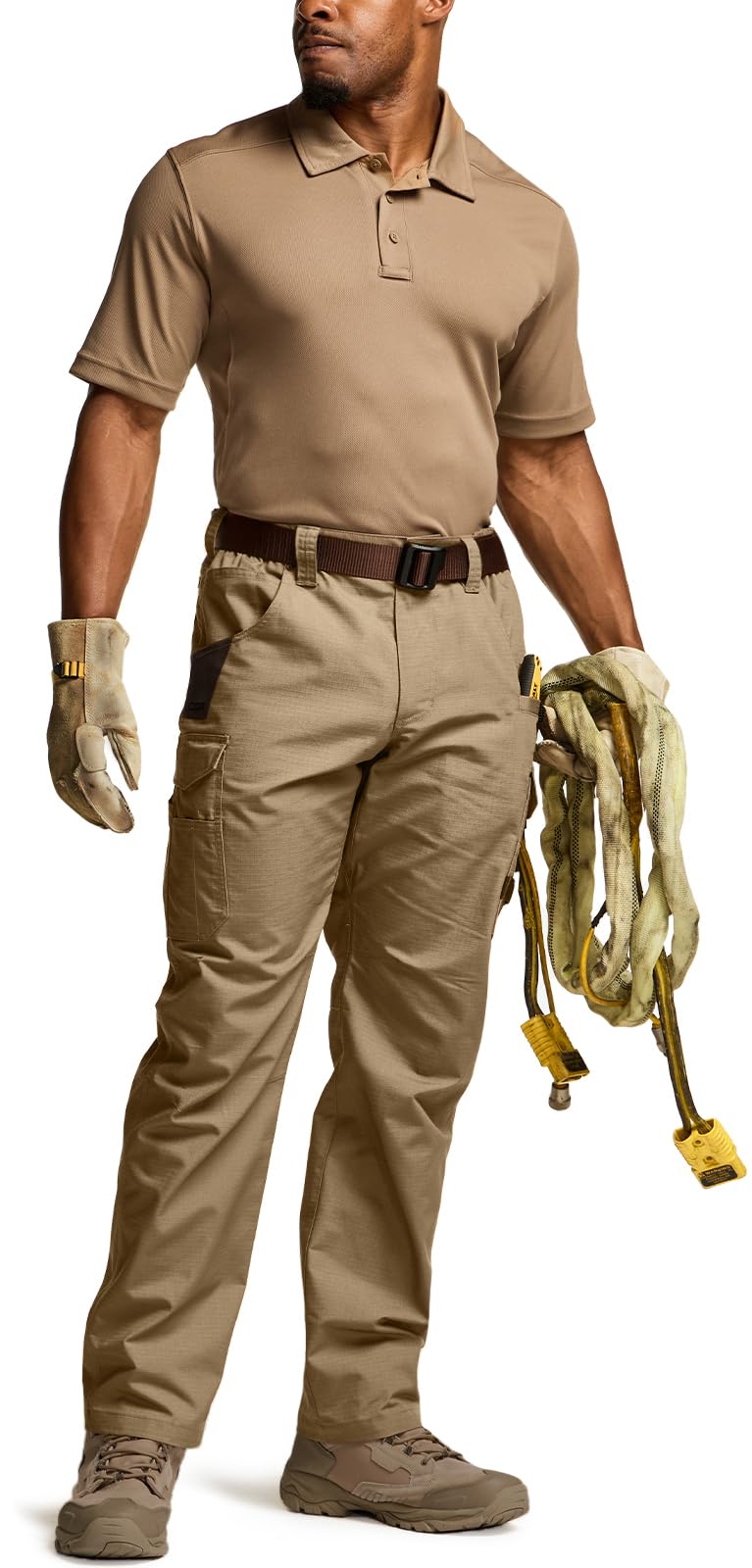 CQR Men's Quick Dry Work Pants, Water Resistant Outdoor Tactical Pants, Lightweight Stretch Cargo Hiking Pants — view 3
