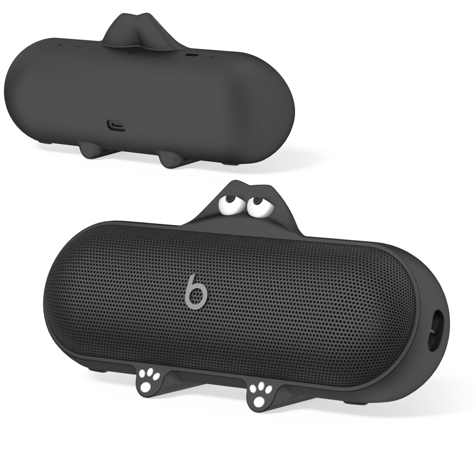 Kawaii Cute Case for Wireless Bluetooth Speaker, Compatible with Beats Pill, Anti-Scratch Protective Sleeve (Black)