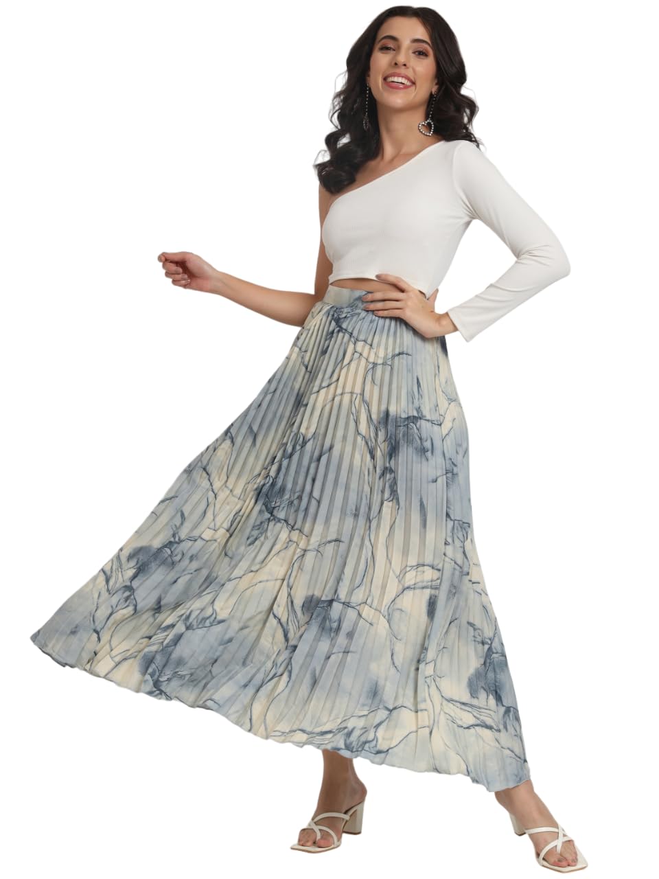 OTABUMarble Elegance A Woman's A-Line Long Printed Skirt Masterpiece