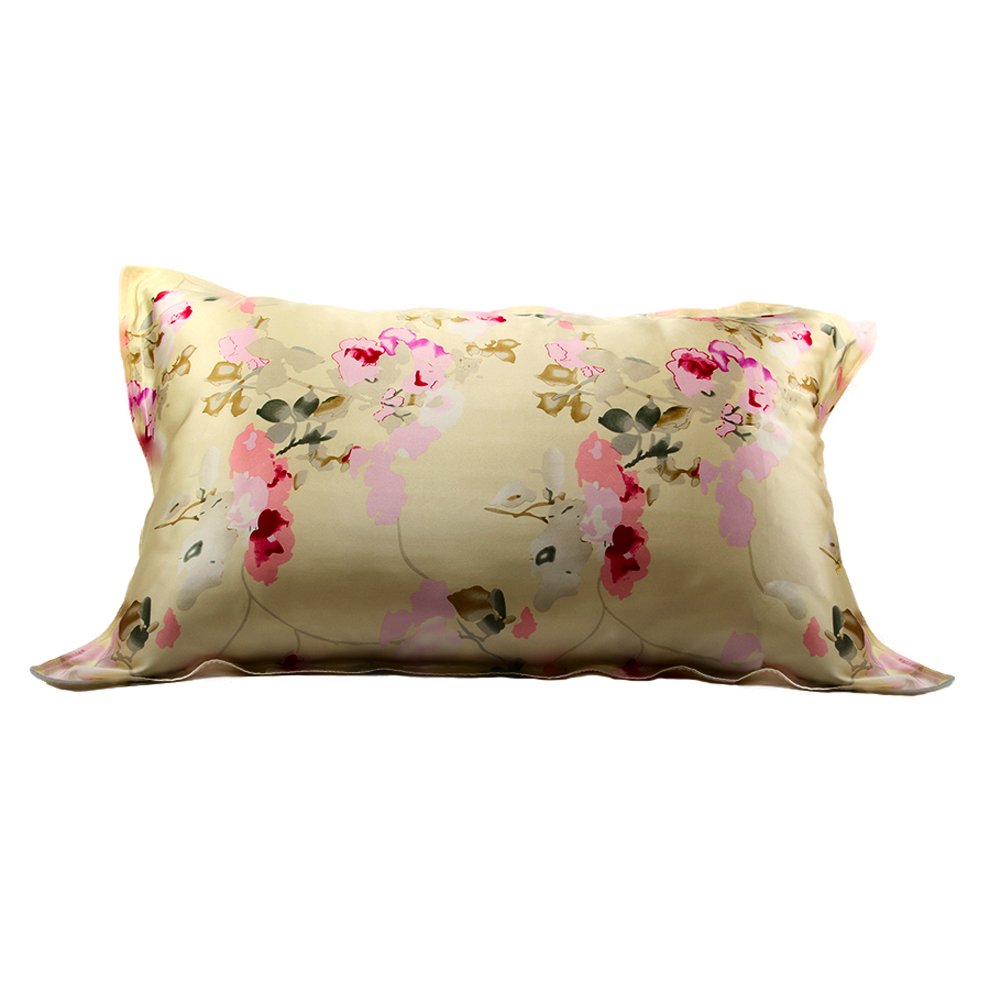 LoveSilk 100% Silk Charmeuse Floral Bouquet Printed Housewife Pillowcase 1 PC,Multi