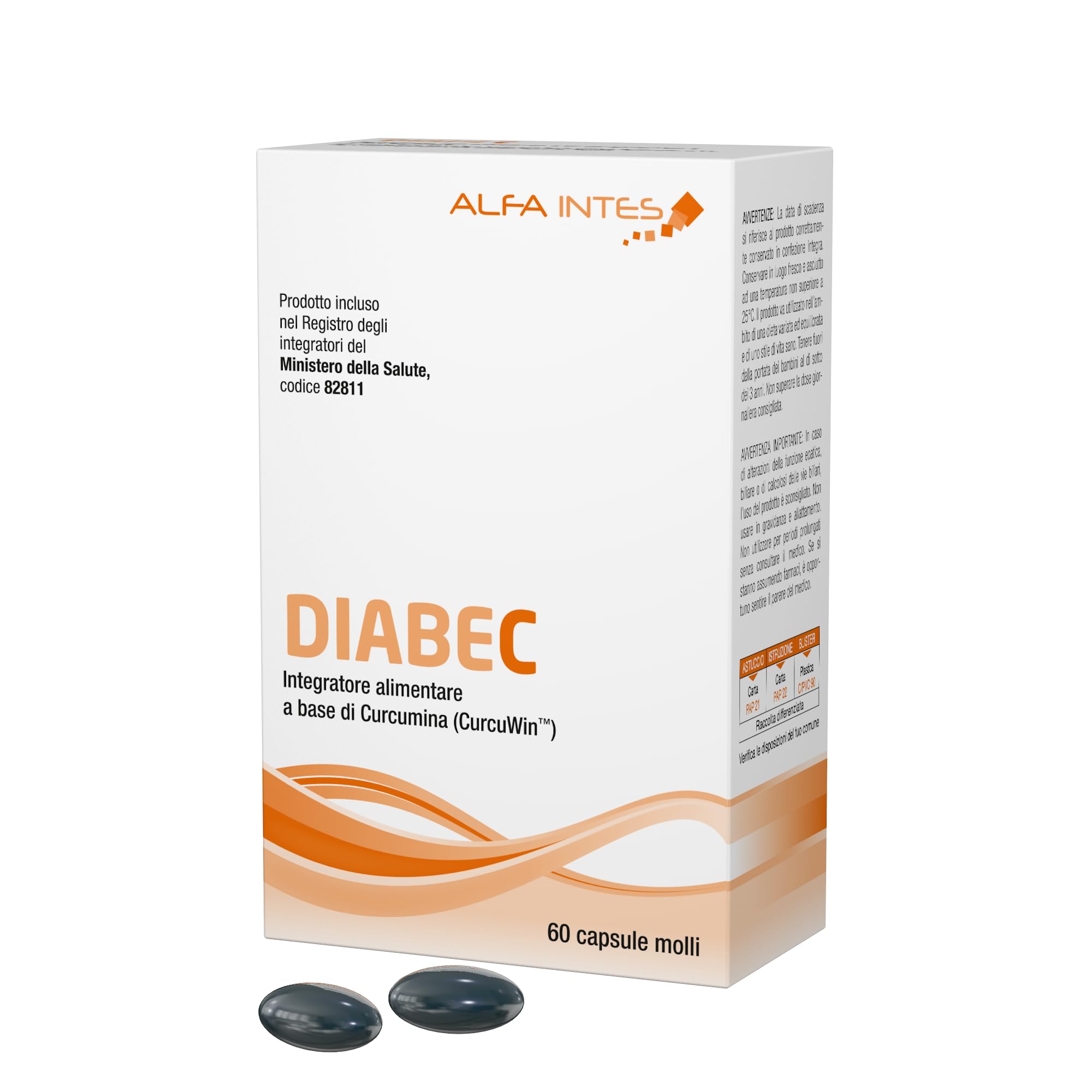 Diabec 60 capsule – Integratore alimentare a base di Curcumina ad Alta Biodisponibilità, Olio di pesce, Vitamine e Coenzima Q10 | Potente Antiossidante per la Salute degli Occhi