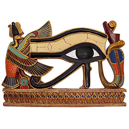 Design Toscano Egyptische decoratieve oog van Horus muursculptuur plaket, polyhars, volle kleur, 30 cm