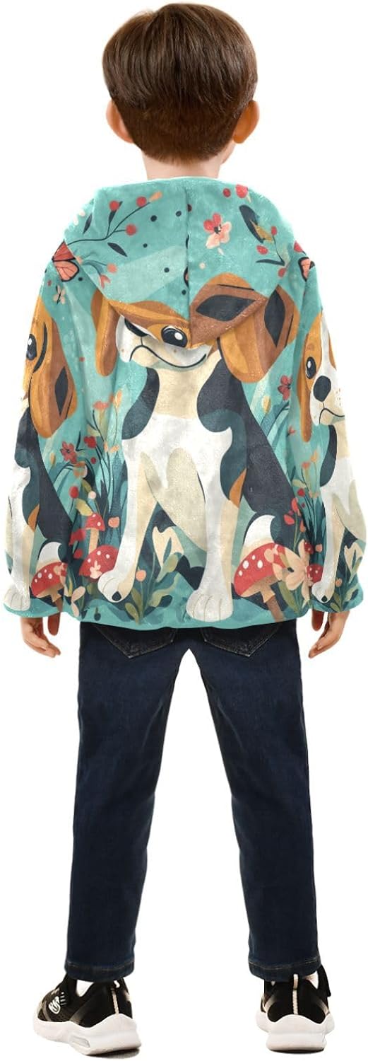 KLL Cute Beagle Dogs Teal Toddler Winter Jackets Outerwear Jackets Navy Blue Baby Boys Hoodie