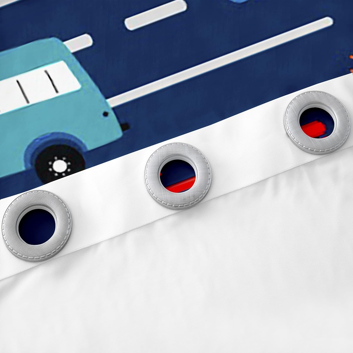 Homemissing Cortinas opacas de coche de dibujos animados (30%-50%) vehículos de transporte cortinas de ventana de camiones de bomberos de dibujos animados para niños y niñas, tratamientos de ventana