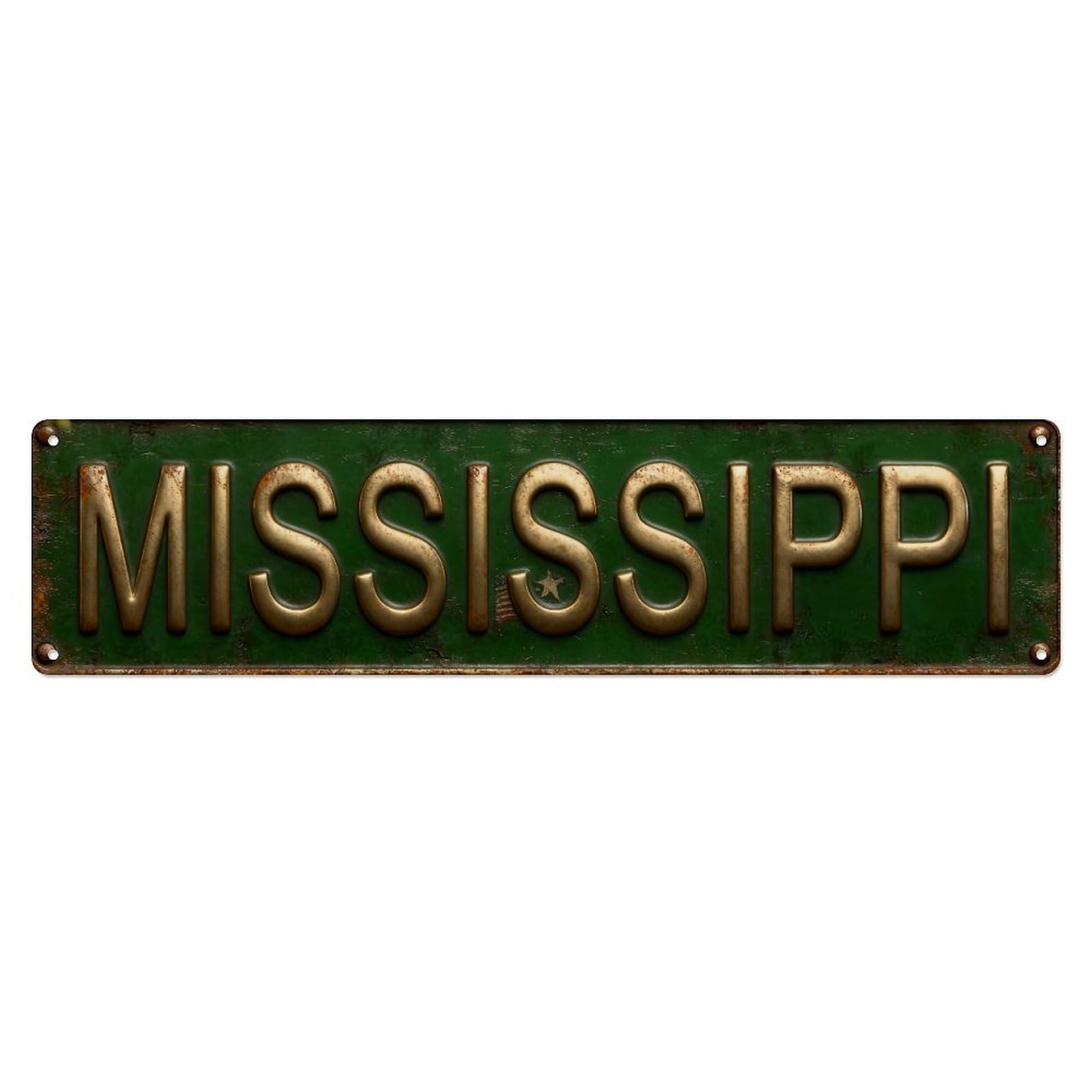 Green Background White Text State Name Metal Sign Metal Tin Sign Plaque