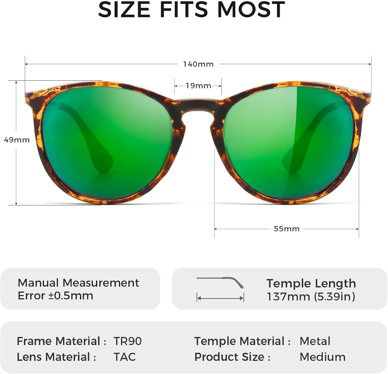 SUNGAIT Premium Vintage Round Sunglasses for Women Men Classic Retro Trendy Style - Image 5