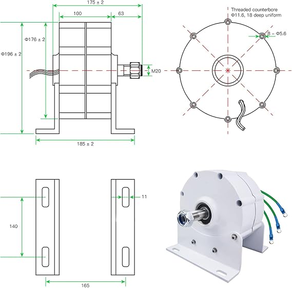 CHRISK 8000W 12V 24V 48V Low RPM with Controller Permanent Magnet Alternator 3 Phase Generator for Wind Turbine Water Turbine