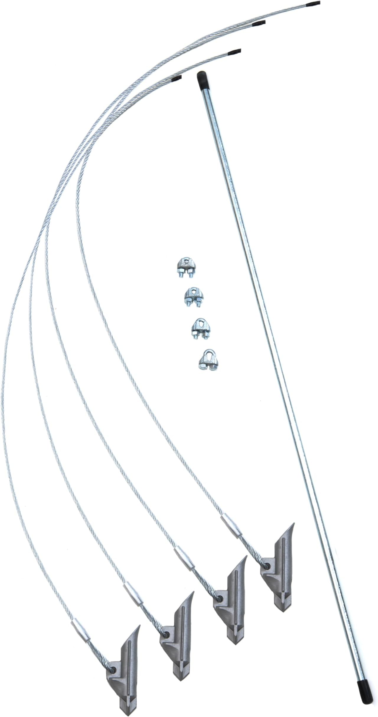 ShelterLogic 4-Piece Easy Hook Anchor Kit with 4 Cable Clamps and Driving Rod, 42-Inch,Silver