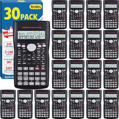 30 Pack Scientific Calculators, 2-Line Large Screen Display 240 Functions Scientific Calculators for Students, Math Algebra Fraction Calculator for High School College School
