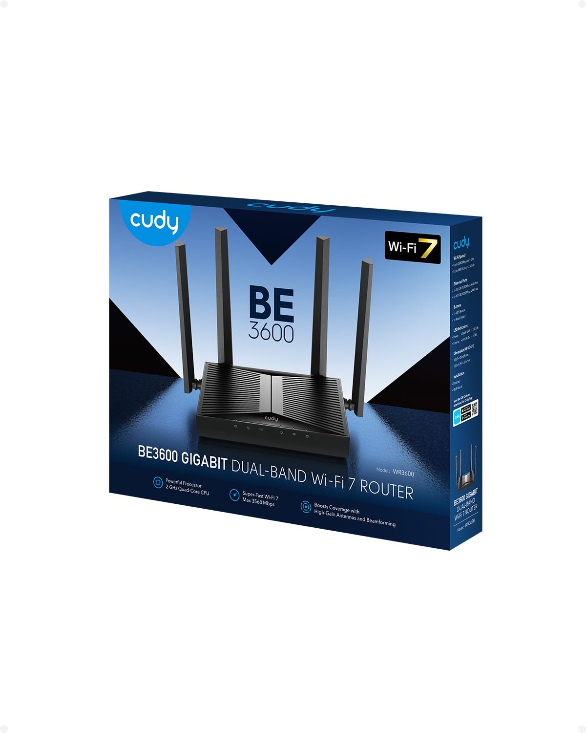 Cudy Router BE3600 Wi-Fi 7, 4 porte GbE, WR3600 V2.0