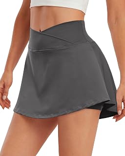 ED3SIZE Women's Athletic Skirts Tennis Skirts with Pockets Cross Waist Sports Skirt Running Skater Skirts with Inner Shorts