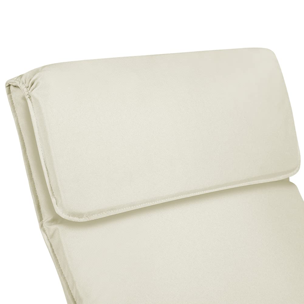BAKAJI Sedia a Dondolo in Legno di Betulla con Rivestimento in Cotone Imbottito in Spugna Altissima Densità, Poltrona Oscillante Relax e Cuscino, Seduta Ergonomica, Carico Massimo 130kg (Beige)