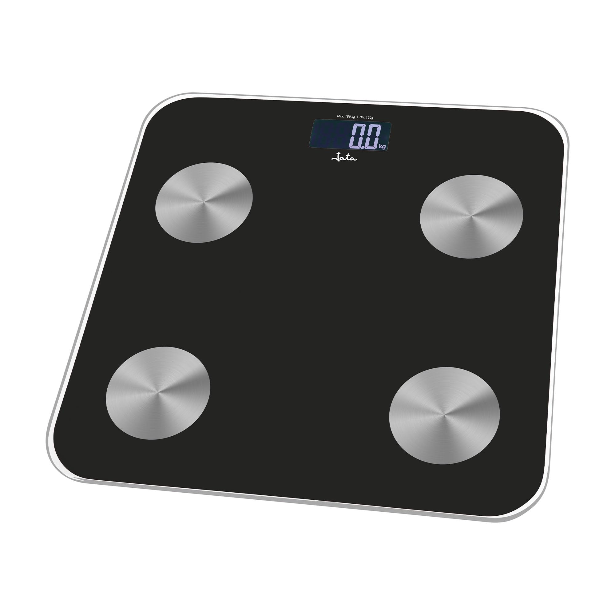 JATA HOGAR HBAS1155 - Báscula Inteligente Digital Bluetooth con App OkOk, Análisis Corporal (Grasa, IMC, Agua, Masa Muscular), 180 kg, 15 Usuarios, Cristal Temperit