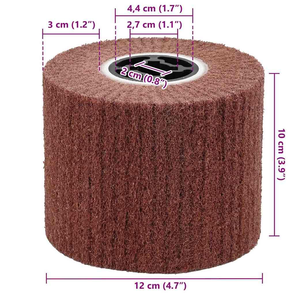 3 rotoli abrasivi marroni in fibra sintetica, 12 x 12 x 10 cm, carta abrasiva robusta per legno, metallo, pietra, plastica, con meccanismo Cam-Lock, versatile, per officina e professionisti