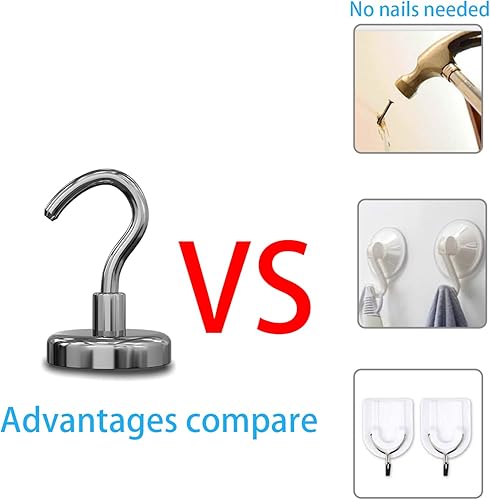 Miniatura 3 de Ganchos magnéticos para ojos con pernos, paquete de 14 ganchos magnéticos de neodimio fuertes para colgar luces, herramientas, perfectos para