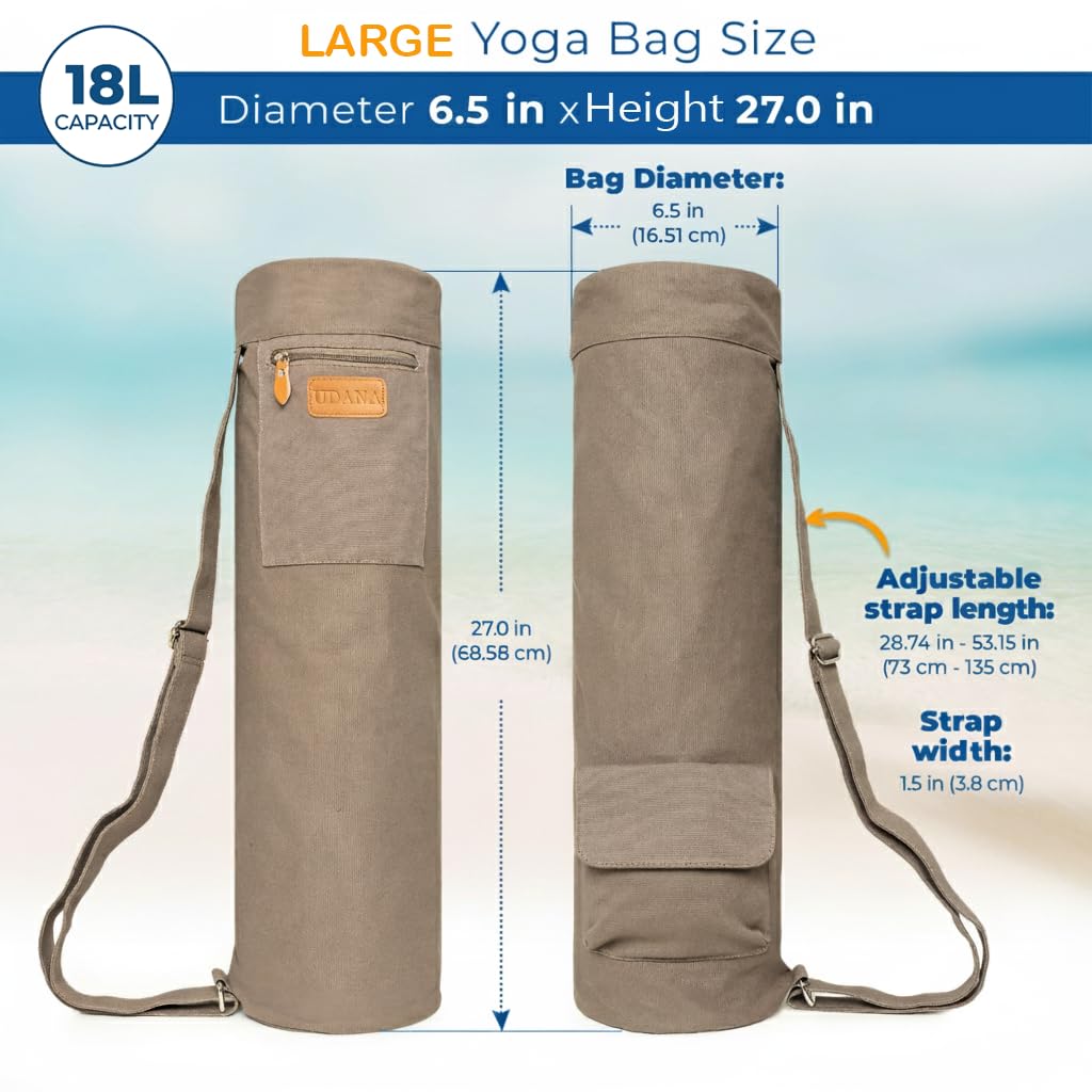 UDANA Yogamatten-Tasche – alle passen – Yogamatten-Tragetasche mit 3 Taschen – passend für alle Mattengrößen – Reisen, Studio, Fitnessstudio